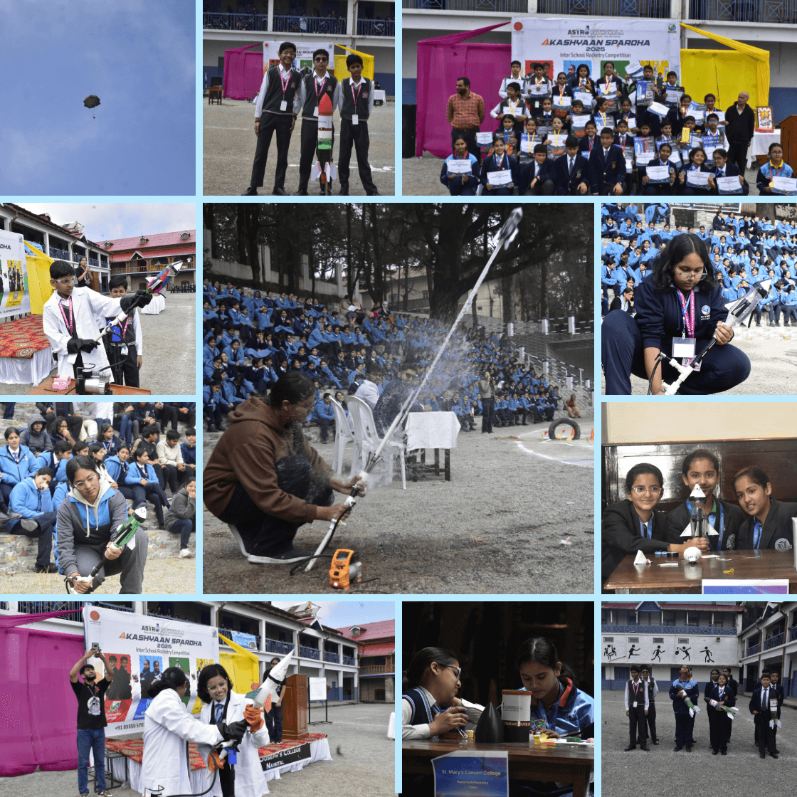 Students participating in Akashyaan Spardha
